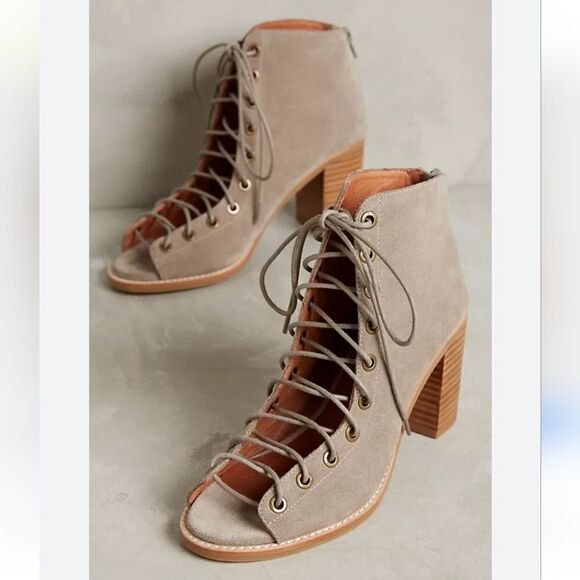 Jeffrey Campbell Cora Lace Up Suede Shoes in Grey Size 5.5 - Picture 1 of 15